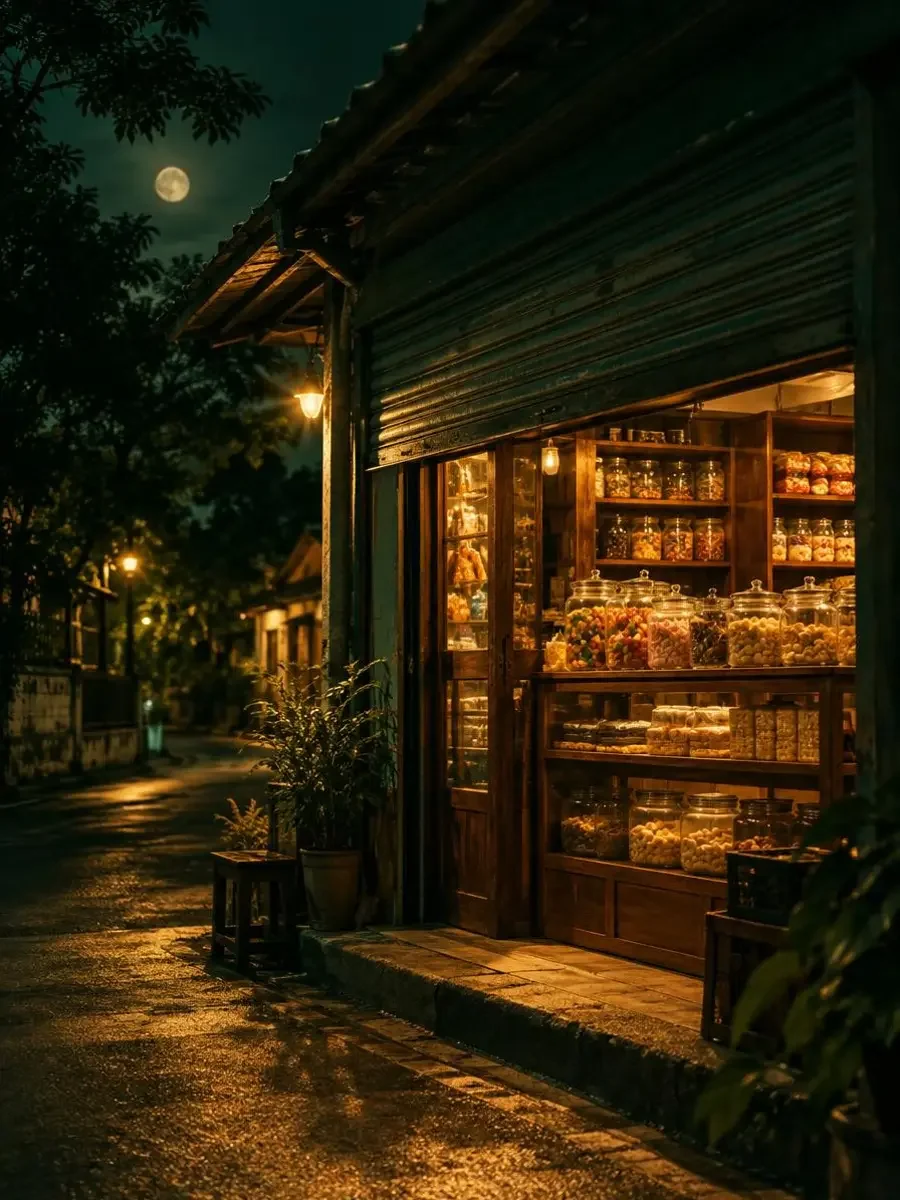 月门口的小卖部 - 月光照着小卖部的卷帘门,也照着想回家的人 月门口的小卖部剧集封面,老街烟火、成长群像题材